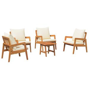 vidaXL Set bistro cu pernă 5 pcs Maro Lemn Solid de Acacia