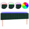 vidaXL Tăblie de pat cu LED, verde &icirc;nchis, 180x5x78/88 cm, catifea