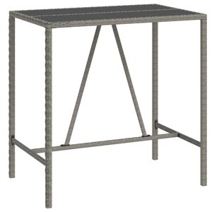 vidaXL Masă de bar cu blat din sticlă, gri, 110x70x110 cm, poliratan