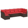 vidaXL Set de canapele pentru grădină 7 pcs Maro și roșu poliratan