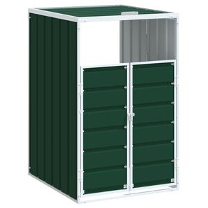 vidaXL Depozitare coș gunoi cu roți, 1 coș, verde, 72x81x115 cm, oțel