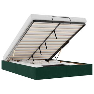 vidaXL Cadru de pat otoman fără saltea Verde &icirc;nchis 140x190 cm catifea