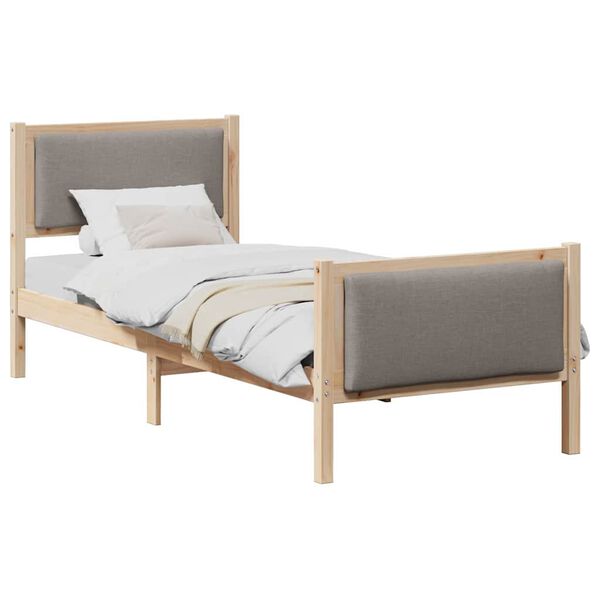 vidaXL Cadru de pat cu headboard Gri taupe 75 x 190 cm țesătură