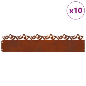 vidaXL Borduri pentru gazon 10 pcs Ruginit 103 x 0,05 x 22 cm