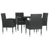 vidaXL Set mobilier de grădină, 5 piese, negru, poliratan și oțel