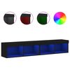 vidaXL Comode TV cu lumini LED, 2 buc., negru, 60x30x30 cm