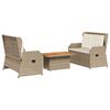 vidaXL Set mobilier de grădină cu perne, 3 piese, bej, poliratan