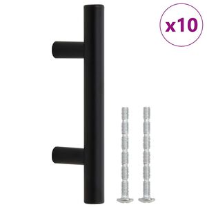 vidaXL M&acirc;nere de dulap, 10 buc., negru, centru orificiu 64 mm lungime totală 100 mm, oțel inoxidabil