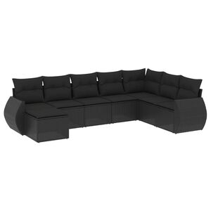 vidaXL Set mobilier de grădină cu perne, 8 piese, negru, poliratan