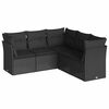 vidaXL Set mobilier de grădină cu perne, 5 piese, negru, poliratan