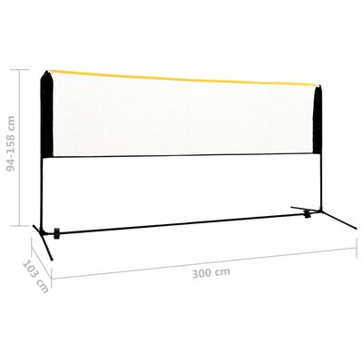vidaXL Plasă de badminton reglabilă, 300x103x94-158 cm, metal