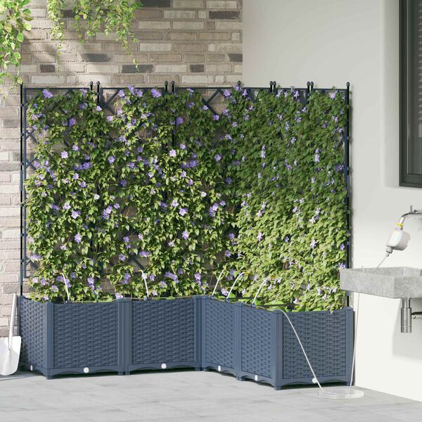 vidaXL Vază pentru Grădină 2 pcs Gri 80 x 40 x 125,5 cm Oțel