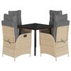 vidaXL Set mobilier de grădină cu perne, 5 piese, bej, poliratan
