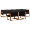 vidaXL Set de canapele de exterior cu pernă 7 pcs Natural și Negru