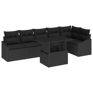 vidaXL Set de canapele pentru grădină cu pernă cu pernă 7 pcs Negru