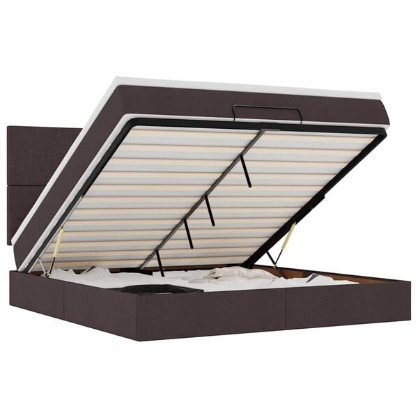 vidaXL Cadru de pat otoman cu saltea țesătură maro închis 160x200cm