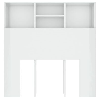 vidaXL Tăblie de pat cu dulap, alb extralucios, 100x19x103,5 cm