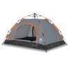 vidaXL Cort de camping, 4 persoane, gri/portocaliu, setare rapidă