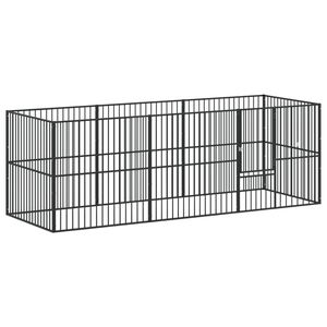 vidaXL Țarc pentru c&acirc;ini cu 8 panouri, negru, oțel galvanizat