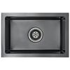 vidaXL Chiuvetă de bucătărie lucrată manual, negru, oțel inoxidabil