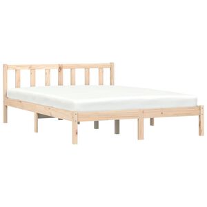 vidaXL Cadru de pat natural 152 x 203 cm Lemn de pin masiv
