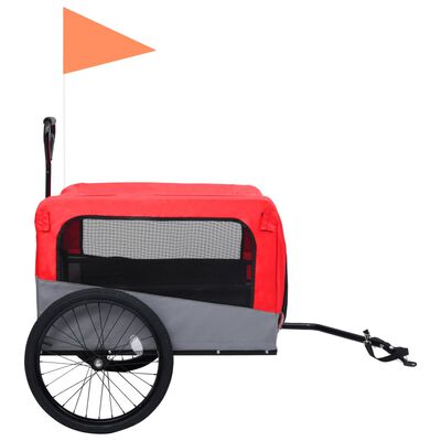 vidaXL Remorcă bicicletă & cărucior 2-în-1 pentru animale, roșu și gri
