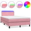 vidaXL Pat cu arcuri cu saltea și LED, roz, 120x220 cm, catifea