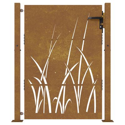 vidaXL Poartă pentru grădină, 105x155 cm, oțel corten, model iarbă