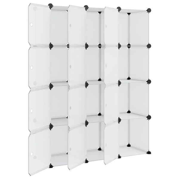 vidaXL Organizator cub de depozitare cu 12 cuburi și uși, PP transparent