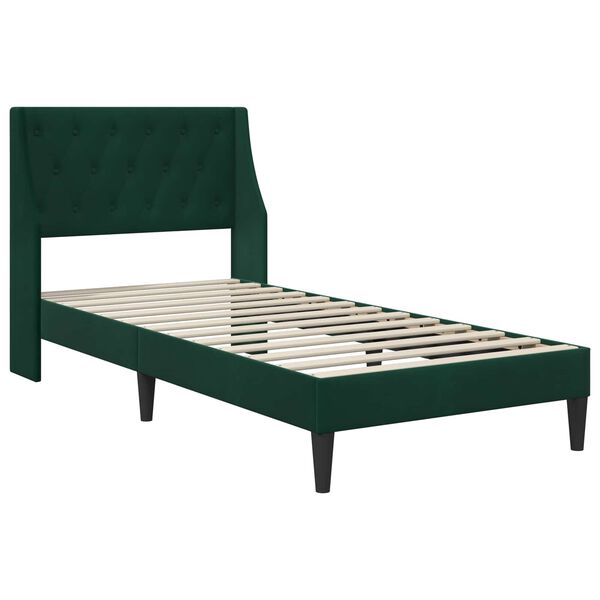 vidaXL Cadru de pat cu headboard Verde &icirc;nchis 80 x 200 cm Catifea