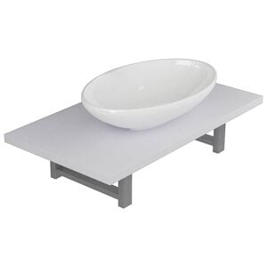 vidaXL Set mobilier de baie, 2 piese, alb, ceramică