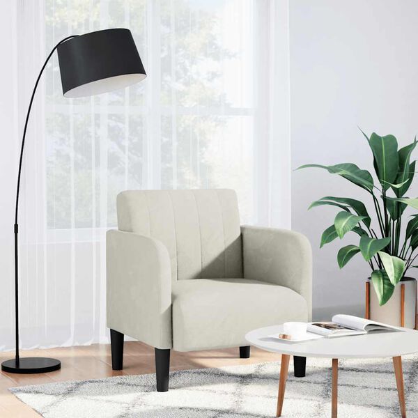 vidaXL Canapea Scaun cu Cotiere Crem 54 cm Catifea