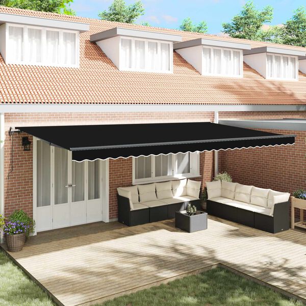 vidaXL Cortina Retractabilă Negru 600 &times; 300 cm Țesătură și Aluminiu