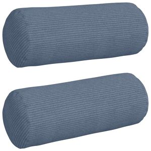 vidaXL Perne Bolster 2 pcs albastru &Oslash; 15 x 40 cm Țesătură din corduroy