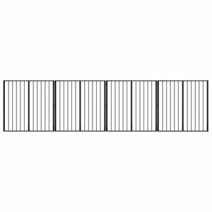 vidaXL Poartă pentru c&acirc;ini 4 buc. Negru 100 x 100 cm Oțel Galvanizat
