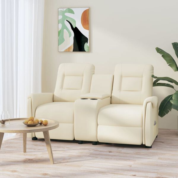 vidaXL Fotoliu masaj rabatabil cu 2 locuri și suport de pahar, crem