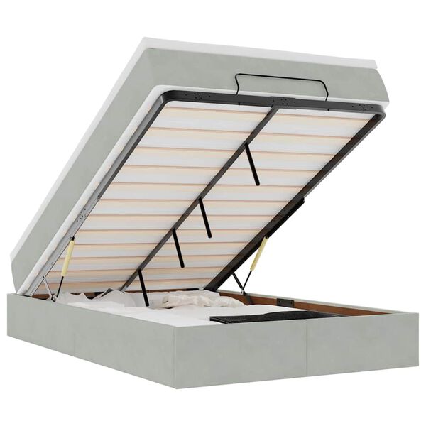 vidaXL Cadru de pat otoman cu saltea Gri deschis 120x200cm catifea
