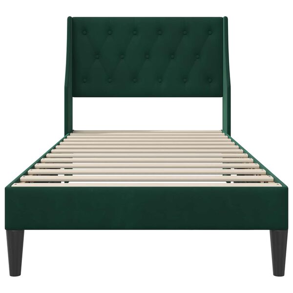 vidaXL Cadru de pat cu headboard Verde &icirc;nchis 80 x 200 cm Catifea