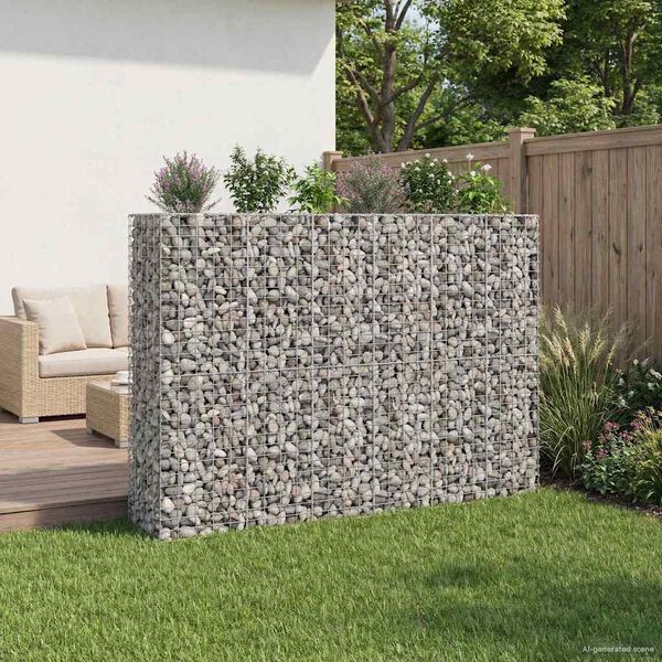 vidaXL Pat ridicat din gabion 3 pcs Argintiu 250 x 50 x 150 cm