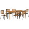 vidaXL Set de masă pentru grădină 7 buc. Negru Lemn Solid de Acacia