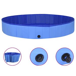 vidaXL Piscină pentru c&acirc;ini pliabilă, albastru, 300 x 40 cm, PVC