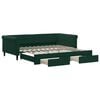 vidaXL Pat de zi cu extensie și sertare verde &icirc;nchis 100x200cm catifea