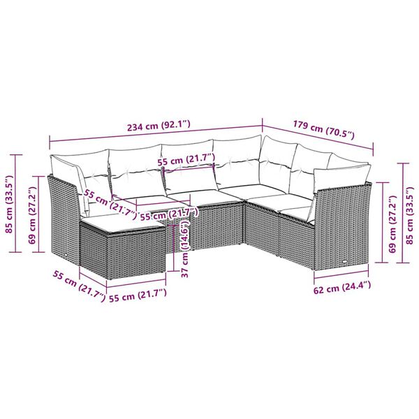 vidaXL Set canapele de grădină cu perne, 7piese gri deschis poliratan