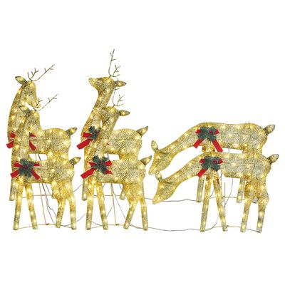 vidaXL Reni de Crăciun, 6 buc., auriu alb cald, plasă