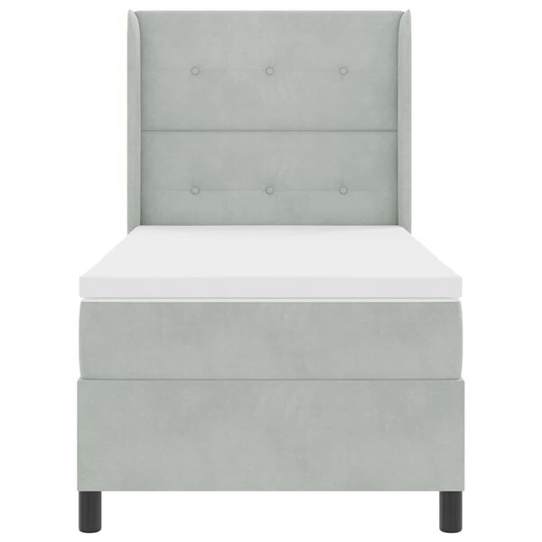 vidaXL Pat cu arcuri cu saltea Gri deschis 90 x 190 cm Catifea