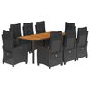vidaXL Set mobilier de grădină cu perne, 9 piese, negru, poliratan
