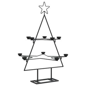 vidaXL Brad de Crăciun din metal pentru decor, negru, 75 cm