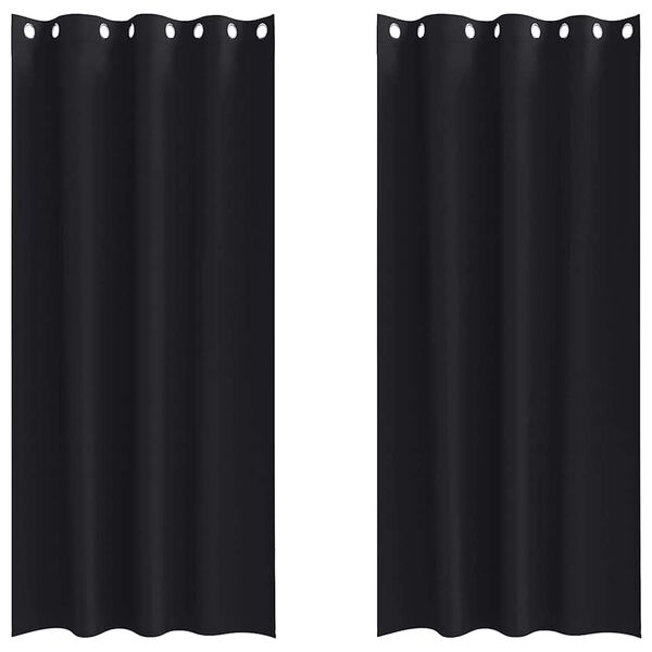 vidaXL Perdele Opaque cu Inel 2 pcs Negru 260 x 140 cm Poliester