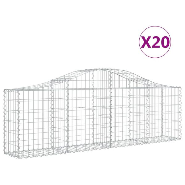 vidaXL Coșuri gabion arcuite 20 buc, 200x30x60/80 cm, fier galvanizat