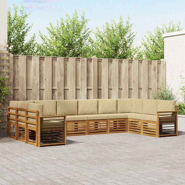 vidaXL Seturi de canapele 10 pcs Natural și Bej Lemn Solid de Acacia